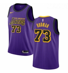 Womens Nike Los Angeles Lakers 73 Dennis Rodman Swingman Purple NBA Jersey City Edition