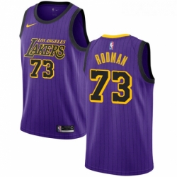 Womens Nike Los Angeles Lakers 73 Dennis Rodman Swingman Purple NBA Jersey City Edition