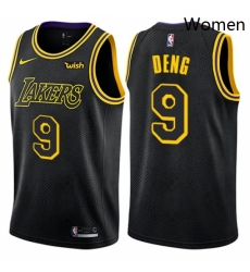 Womens Nike Los Angeles Lakers 9 Luol Deng Swingman Black NBA Jersey City Edition 