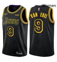 Womens Nike Los Angeles Lakers 9 Nick Van Exel Swingman Black NBA Jersey City Edition 