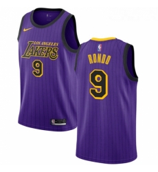 Womens Nike Los Angeles Lakers 9 Rajon Rondo Swingman Purple NBA Jersey City Edition 