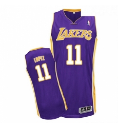 Youth Adidas Los Angeles Lakers 11 Brook Lopez Authentic Purple Road NBA Jersey 