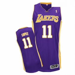 Youth Adidas Los Angeles Lakers 11 Brook Lopez Authentic Purple Road NBA Jersey 