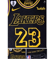 Youth Lakers 23 Lebron James 2 Patch Kobe Bryant and his daughter black jersey