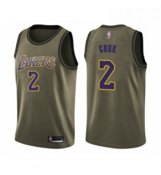Youth Los Angeles Lakers 2 Quinn Cook Swingman Green Salute to Service Basketball Jersey 