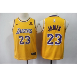 Youth Los Angeles Lakers 23 LeBron James Yellow Stitched Basketball Jersey