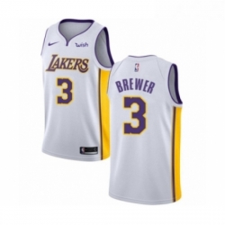 Youth Los Angeles Lakers 3 Corey Brewer Swingman White Basketball Jersey Association Edition 