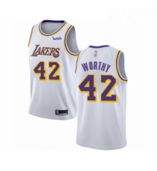Youth Los Angeles Lakers 42 James Worthy Swingman White Basketball Jersey Association Edition