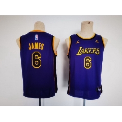 Youth Los Angeles Lakers 6 LeBron James Purple Stitched Basketball Jersey
