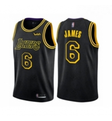 Youth Los Angeles Lakers 6 LeBron James Swingman Black Basketball Jersey City Edition 