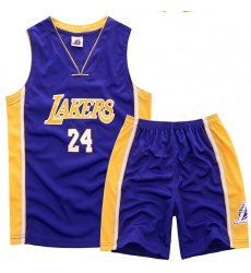 Youth NBA Los Angeles Lakers 24# Kobe Bryant  Purple Suit Sets