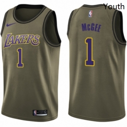 Youth Nike Los Angeles Lakers 1 JaVale McGee Swingman Green Salute to Service NBA Jersey 
