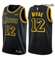 Youth Nike Los Angeles Lakers 12 Vlade Divac Swingman Black NBA Jersey City Edition