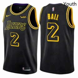 Youth Nike Los Angeles Lakers 2 Lonzo Ball Swingman Black NBA Jersey City Edition