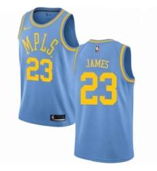 Youth Nike Los Angeles Lakers 23 LeBron James Swingman Blue Hardwood Classics NBA Jersey 