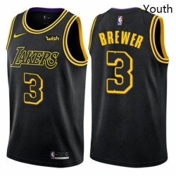 Youth Nike Los Angeles Lakers 3 Corey Brewer Swingman Black NBA Jersey City Edition 