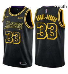 Youth Nike Los Angeles Lakers 33 Kareem Abdul Jabbar Swingman Black NBA Jersey City Edition
