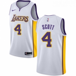 Youth Nike Los Angeles Lakers 4 Byron Scott Authentic White NBA Jersey Association Edition