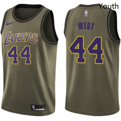 Youth Nike Los Angeles Lakers 44 Jerry West Swingman Green Salute to Service NBA Jersey