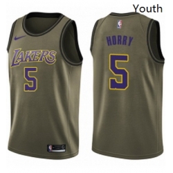 Youth Nike Los Angeles Lakers 5 Robert Horry Swingman Green Salute to Service NBA Jersey