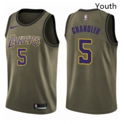 Youth Nike Los Angeles Lakers 5 Tyson Chandler Swingman Green Salute to Service NBA Jersey 