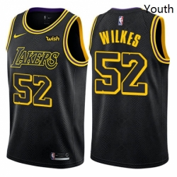 Youth Nike Los Angeles Lakers 52 Jamaal Wilkes Swingman Black NBA Jersey City Edition