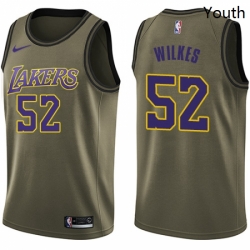 Youth Nike Los Angeles Lakers 52 Jamaal Wilkes Swingman Green Salute to Service NBA Jersey