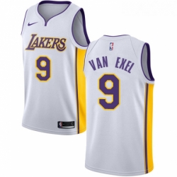 Youth Nike Los Angeles Lakers 9 Nick Van Exel Authentic White NBA Jersey Association Edition 