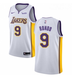 Youth Nike Los Angeles Lakers 9 Rajon Rondo Swingman White NBA Jersey Association Edition 