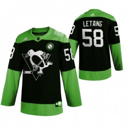 Men Pittsburgh Penguins 58 Kris Letang Green 2020 Adidas Jersey