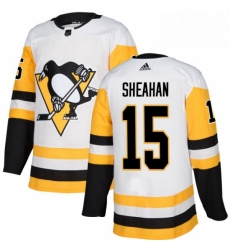 Mens Adidas Pittsburgh Penguins 15 Riley Sheahan Authentic White Away NHL Jersey 