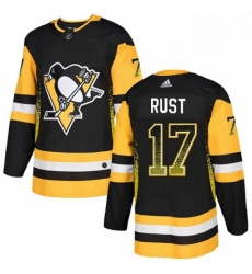 Mens Adidas Pittsburgh Penguins 17 Bryan Rust Authentic Black Drift Fashion NHL Jersey 