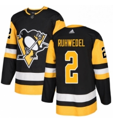 Mens Adidas Pittsburgh Penguins 2 Chad Ruhwedel Premier Black Home NHL Jersey 