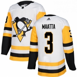 Mens Adidas Pittsburgh Penguins 3 Olli Maatta Authentic White Away NHL Jersey 