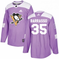 Mens Adidas Pittsburgh Penguins 35 Tom Barrasso Authentic Purple Fights Cancer Practice NHL Jersey 