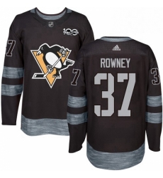 Mens Adidas Pittsburgh Penguins 37 Carter Rowney Authentic Black 1917 2017 100th Anniversary NHL Jersey 