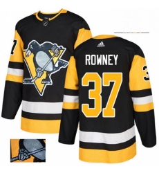 Mens Adidas Pittsburgh Penguins 37 Carter Rowney Authentic Black Fashion Gold NHL Jersey 