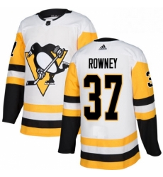Mens Adidas Pittsburgh Penguins 37 Carter Rowney Authentic White Away NHL Jersey 