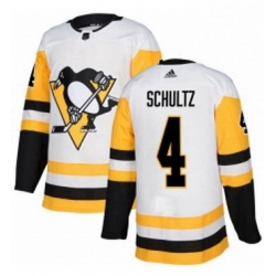 Mens Adidas Pittsburgh Penguins 4 Justin Schultz Authentic White Away NHL Jersey 
