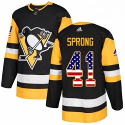 Mens Adidas Pittsburgh Penguins 41 Daniel Sprong Authentic Black USA Flag Fashion NHL Jersey 