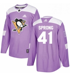 Mens Adidas Pittsburgh Penguins 41 Daniel Sprong Authentic Purple Fights Cancer Practice NHL Jersey 