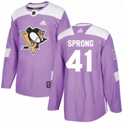 Mens Adidas Pittsburgh Penguins 41 Daniel Sprong Authentic Purple Fights Cancer Practice NHL Jersey 
