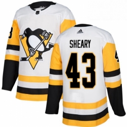 Mens Adidas Pittsburgh Penguins 43 Conor Sheary Authentic White Away NHL Jersey 