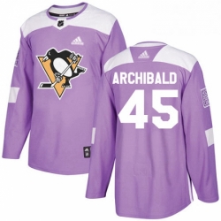 Mens Adidas Pittsburgh Penguins 45 Josh Archibald Authentic Purple Fights Cancer Practice NHL Jersey 
