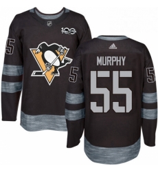 Mens Adidas Pittsburgh Penguins 55 Larry Murphy Authentic Black 1917 2017 100th Anniversary NHL Jersey 