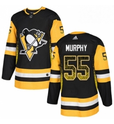 Mens Adidas Pittsburgh Penguins 55 Larry Murphy Authentic Black Drift Fashion NHL Jersey 