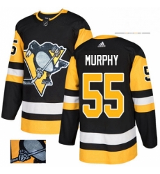 Mens Adidas Pittsburgh Penguins 55 Larry Murphy Authentic Black Fashion Gold NHL Jersey 