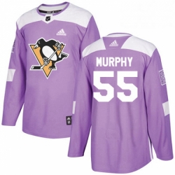 Mens Adidas Pittsburgh Penguins 55 Larry Murphy Authentic Purple Fights Cancer Practice NHL Jersey 