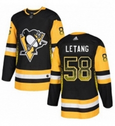Mens Adidas Pittsburgh Penguins 58 Kris Letang Authentic Black Drift Fashion NHL Jersey 