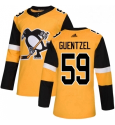 Mens Adidas Pittsburgh Penguins 59 Jake Guentzel Authentic Gold Alternate NHL Jersey 